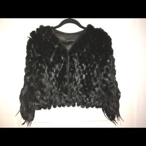 ARMANI BLACK FUR FEATHER JACKET- with tag
